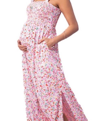 Floral Maternity Crepe Wrap Dress